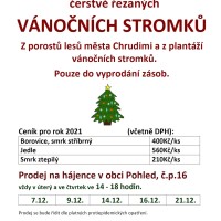 Prodej vánočních stromků 2021 od 14 do 18 h!