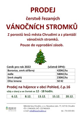 Prodej vánočních stromků 2022
