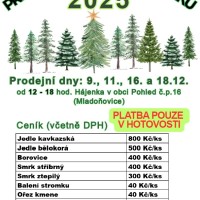 Prodej vánočních stromků 2025 - ceník