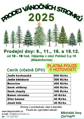 Prodej vánočních stromků 2025 - ceník